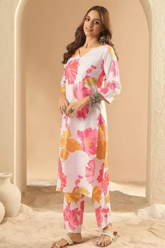 Floral Printed Regular Pure Cotton Kurta with Trousers