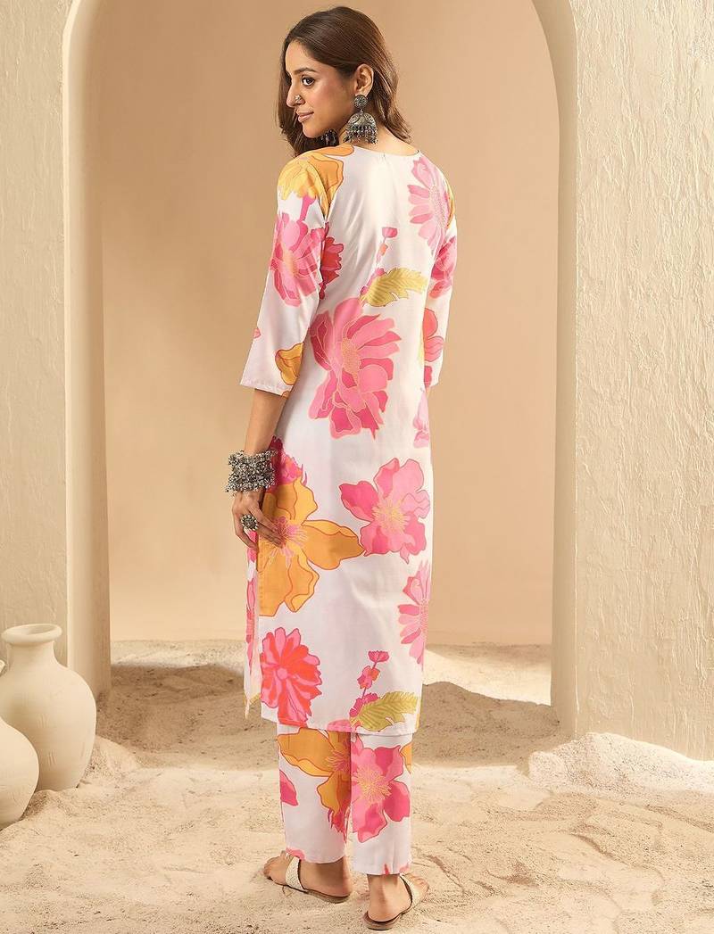Floral Printed Regular Pure Cotton Kurta with Trousers