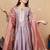 Lavender Embroidered Yoke Design Notch Neck Anarkali Kurta with Trousers & Dupatta