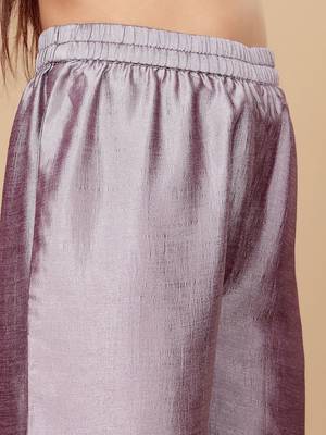 Lavender Embroidered Yoke Design Notch Neck Anarkali Kurta with Trousers & Dupatta 4