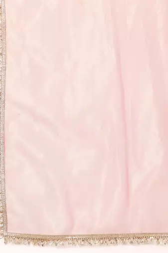 Lavender Embroidered Yoke Design Notch Neck Anarkali Kurta with Trousers & Dupatta