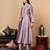 Lavender Embroidered Yoke Design Notch Neck Anarkali Kurta with Trousers & Dupatta
