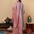 Lavender Embroidered Yoke Design Notch Neck Anarkali Kurta with Trousers & Dupatta