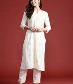 Ethnic Motifs Embroidered Regular Thread Work Kurta with Trousers