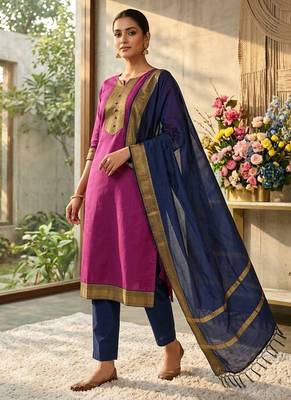Rani woven jaquard straight kurti dupatta with pant 1