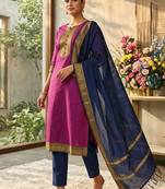 Rani woven jaquard straight kurti dupatta with pant