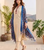 Women Ethnic Motifs Embroidered Regular Thread Work Kurta with Trousers & With Dupatta