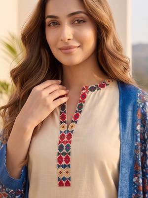 Women Ethnic Motifs Embroidered Regular Thread Work Kurta with Trousers & With Dupatta 2