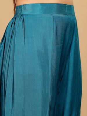 Ethnic Motifs Embroidered Gotta Patti Pure Silk Kaftan Kurta with Trousers 4