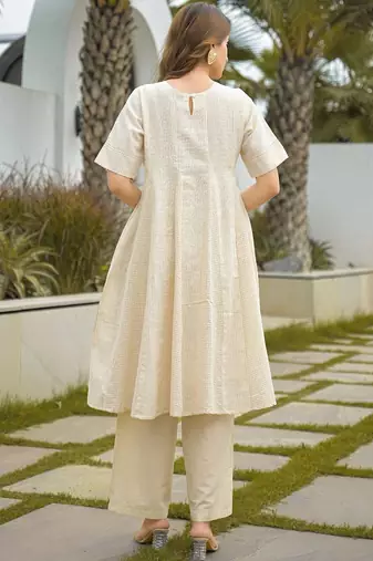 Women Ethnic Motifs Printed Regular Thread Work Kurti with Palazzos