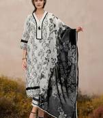 Floral Embroidered Thread Work Pure Cotton Kurta with Trousers & With Dupatta