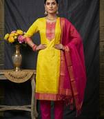 Lemon woven jaquard straight kurti dupatta with pant