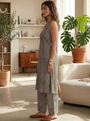 Women Printed Regular Kurta with Palazzos 5