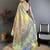 purple kanjeevaram silk blend zari woven saree with unstitched blouse piece.