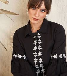Black Floral Embroidered Straight A-Line Kurta With Trouser