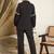 Black Floral Embroidered Straight A-Line Kurta With Trouser