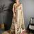 beige slub cotton blend printed saree with unstitched blouse piece.