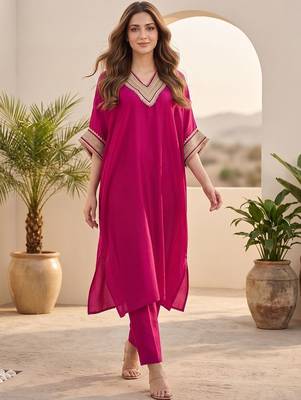 Women Dyed Regular Gotta Patti Kurta with Trousers 1