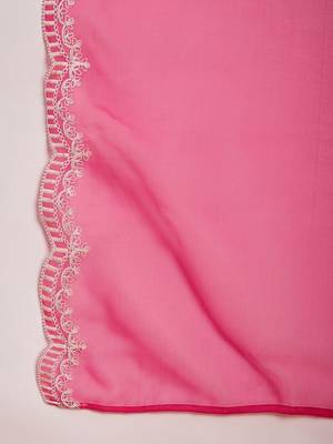 Floral Embroidered Regular Thread Work Liva Kurta with Trousers & Dupatta 4