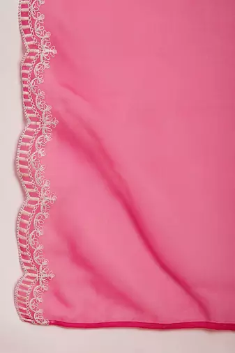 Floral Embroidered Regular Thread Work Liva Kurta with Trousers & Dupatta