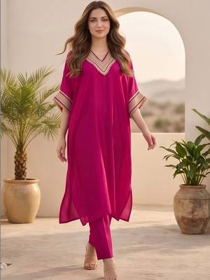 Women Dyed Regular Gotta Patti Kurta with Trousers 2