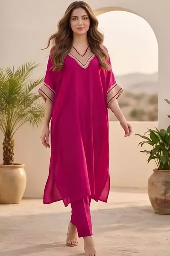 Women Dyed Regular Gotta Patti Kurta with Trousers
