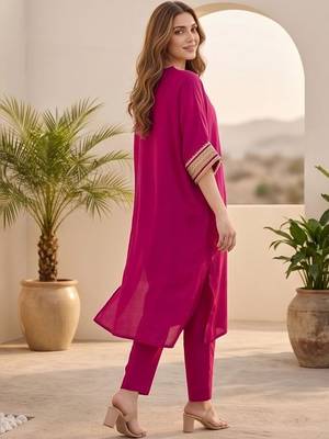 Women Dyed Regular Gotta Patti Kurta with Trousers 6