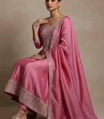 Women Ethnic Motifs Regular Thread Work Kurta with Trousers & With Dupatta