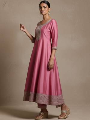 Women Ethnic Motifs Regular Thread Work Kurta with Trousers & With Dupatta 3