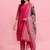 V-Neck Thread Work Kurta With Trousers & Dupatta
