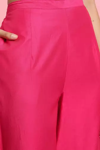 V-Neck Thread Work Kurta With Trousers & Dupatta
