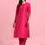 V-Neck Thread Work Kurta With Trousers & Dupatta