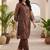 Women Floral Printed Regular Chanderi Silk Kurta with Trousers