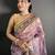 lilac slub cotton blend printed saree with unstitched blouse piece.
