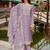 Floral Embroidered Round Neck Mirror Work Organza Kurta & Trouser & Dupatta