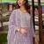 Floral Embroidered Round Neck Mirror Work Organza Kurta & Trouser & Dupatta