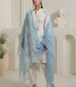 Women Floral Embroidered Regular Thread Work Pure Cotton Kurta with Trousers & With Dupatta