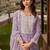 Floral Embroidered Round Neck Mirror Work Organza Kurta & Trouser & Dupatta