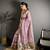 lilac slub cotton blend printed saree with unstitched blouse piece.