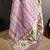 lilac slub cotton blend printed saree with unstitched blouse piece.