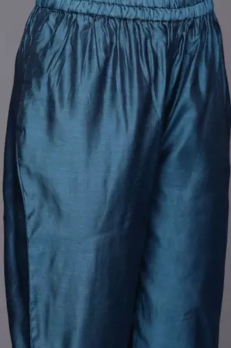 Floral zari Embroidered Chanderi Silk Kurta with Trousers & Dupatta