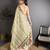 olive slub cotton blend printed saree with unstitched blouse piece.