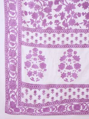 Floral Printed V-Neck Empire  Cotton Anarkali Kurta With Trouser And Dupatta 4