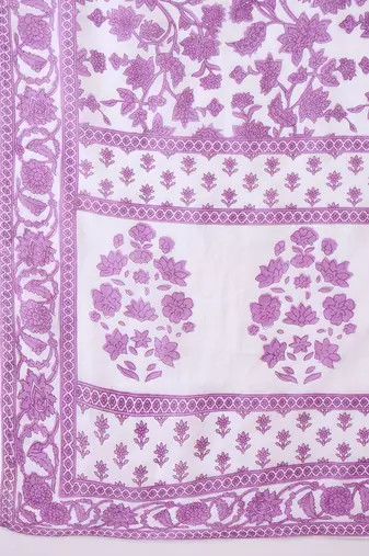 Floral Printed V-Neck Empire Pure Cotton Anarkali Kurta With Trouser And Dupatta