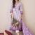 Floral Printed V-Neck Empire Pure Cotton Anarkali Kurta With Trouser And Dupatta