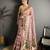 onion slub cotton blend printed saree with unstitched blouse piece.