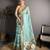 sky blue slub cotton blend printed saree with unstitched blouse piece.