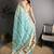 sky blue slub cotton blend printed saree with unstitched blouse piece.