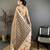 brown premium cotton blend printed saree with unstitched blouse piece.