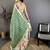 green premium cotton blend printed saree with unstitched blouse piece.